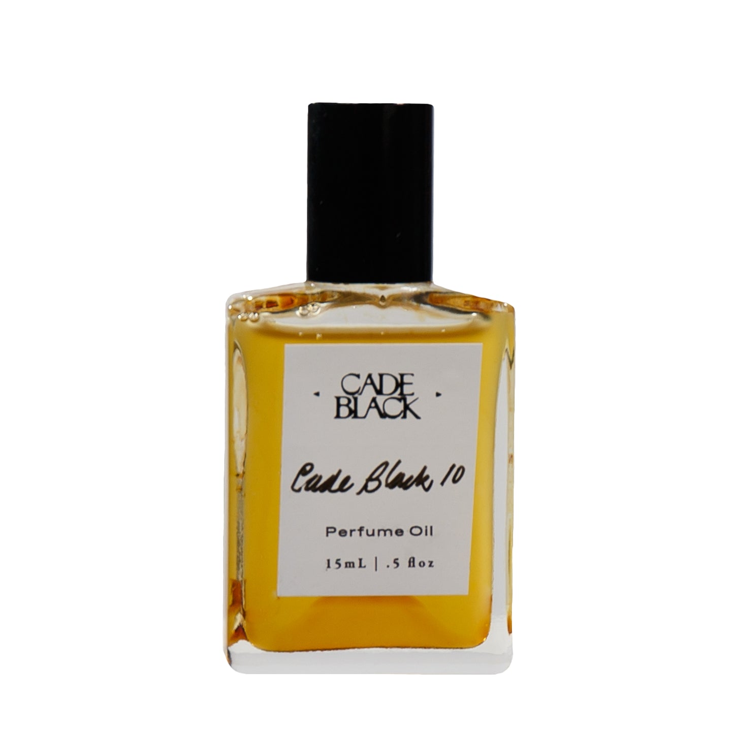 Primary Image of Cade Black 10 Botanical Perfume Oil Roll-On, clear square roll on bottle
