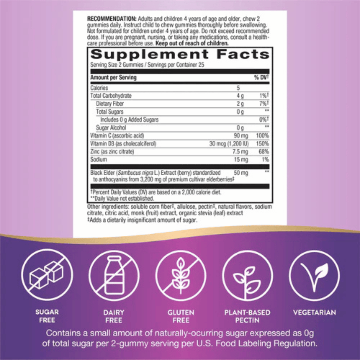 Alternate image of Nature's Way Sambucus Zero Sugar Elderberry Gummies (50 ct)