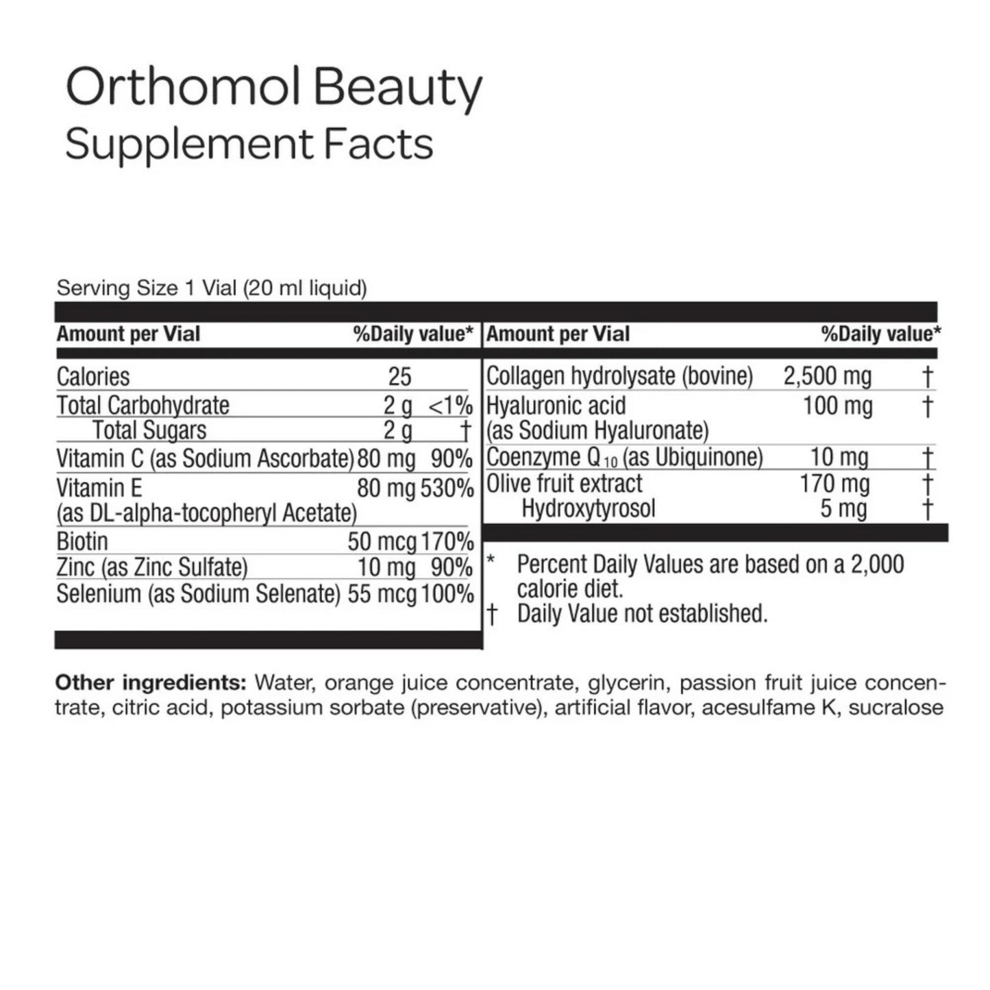 Alternate image of Orthomol Beauty Liquid Vials (7 ct) supplement facts
