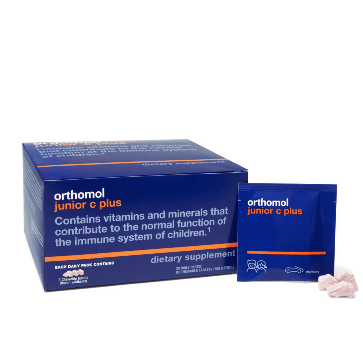Primary Image Orthomol Junior C Plus Wildberry Chewable Tablets (30 ct)