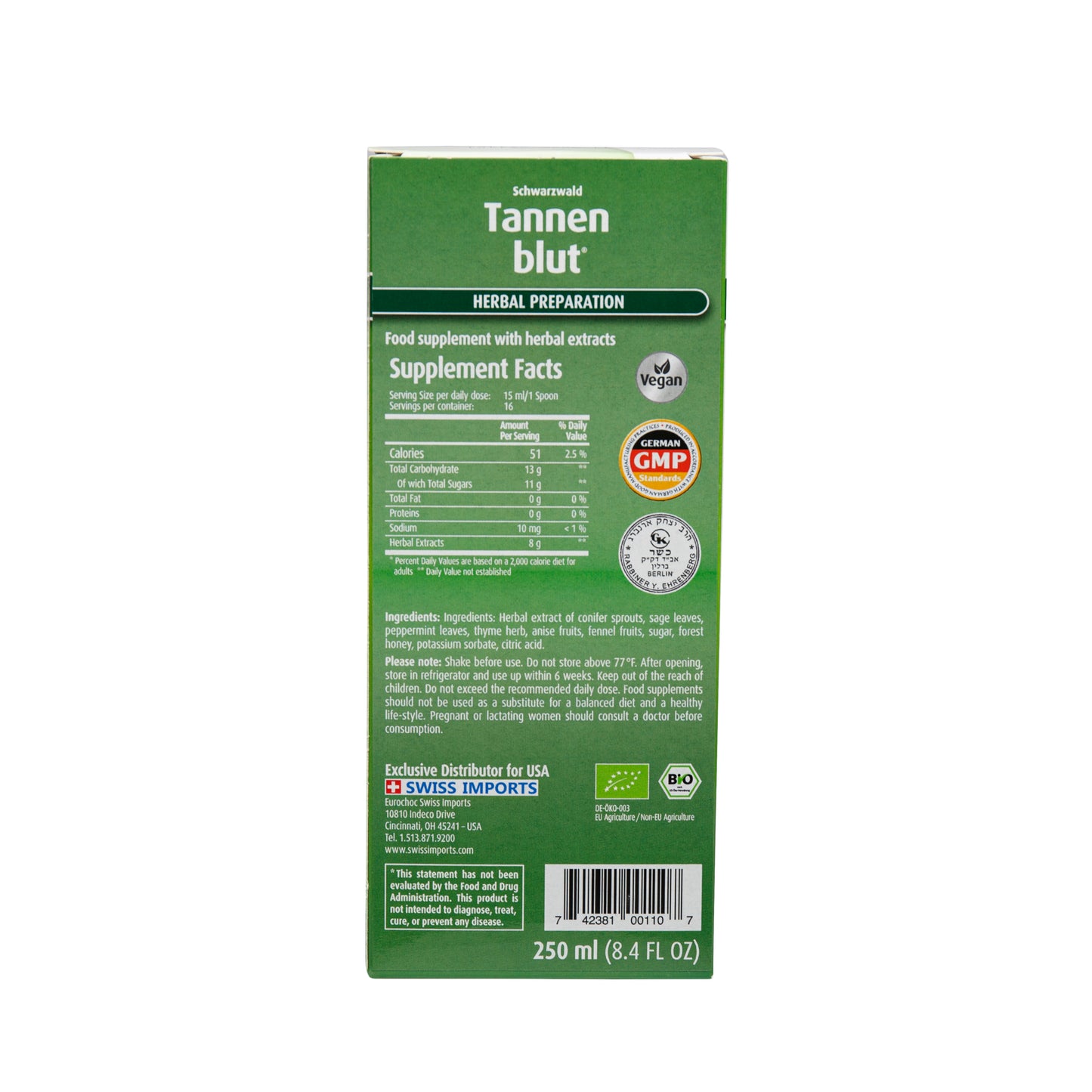 Alternate Image of Tannenblut Cough Syrup Back