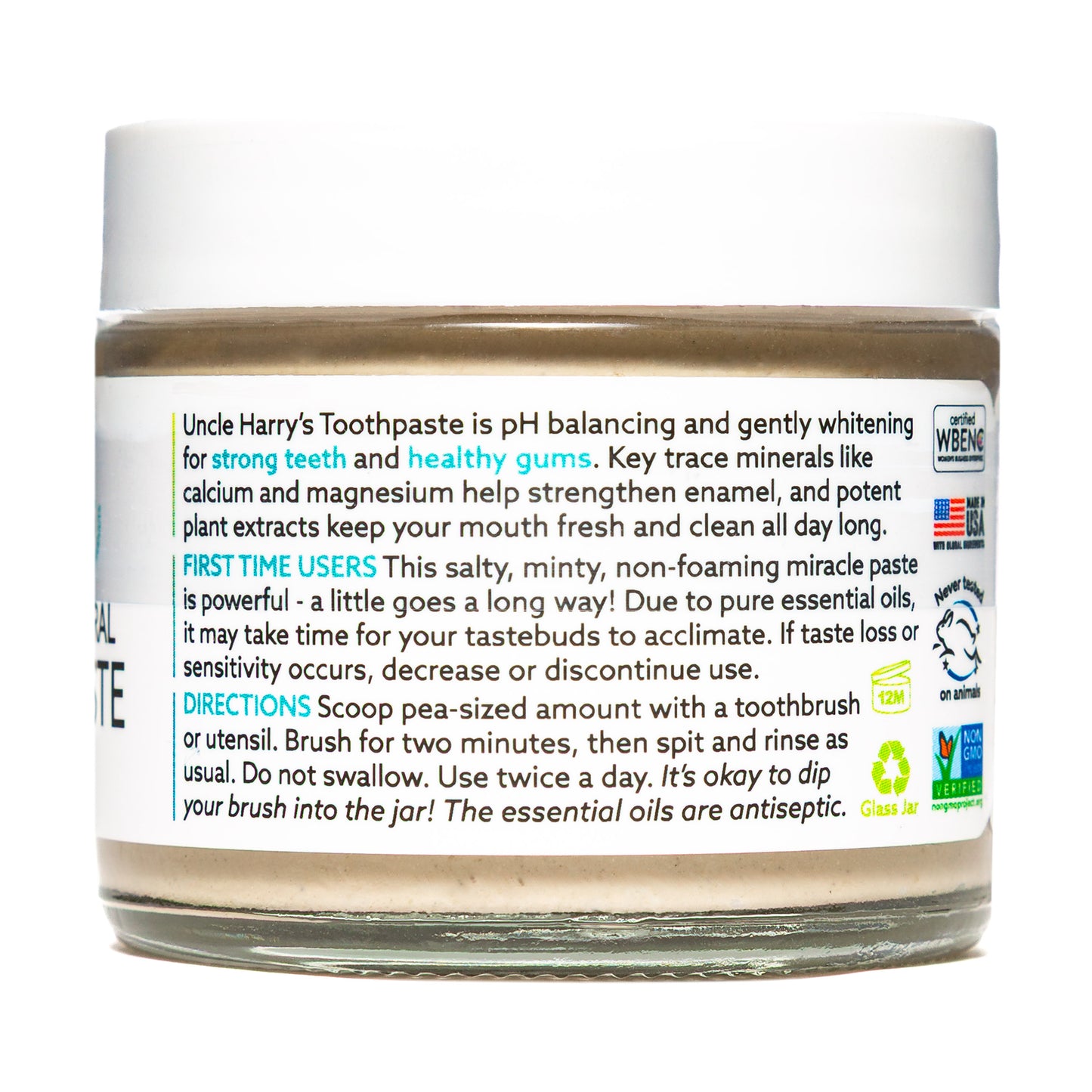 Alternate image of Peppermint Toothpaste, glass jar with white label
