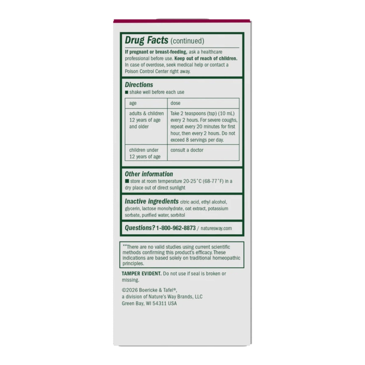 Alternate Image of Daytime Cough & Bronchial Syrup 4 oz, drug facts