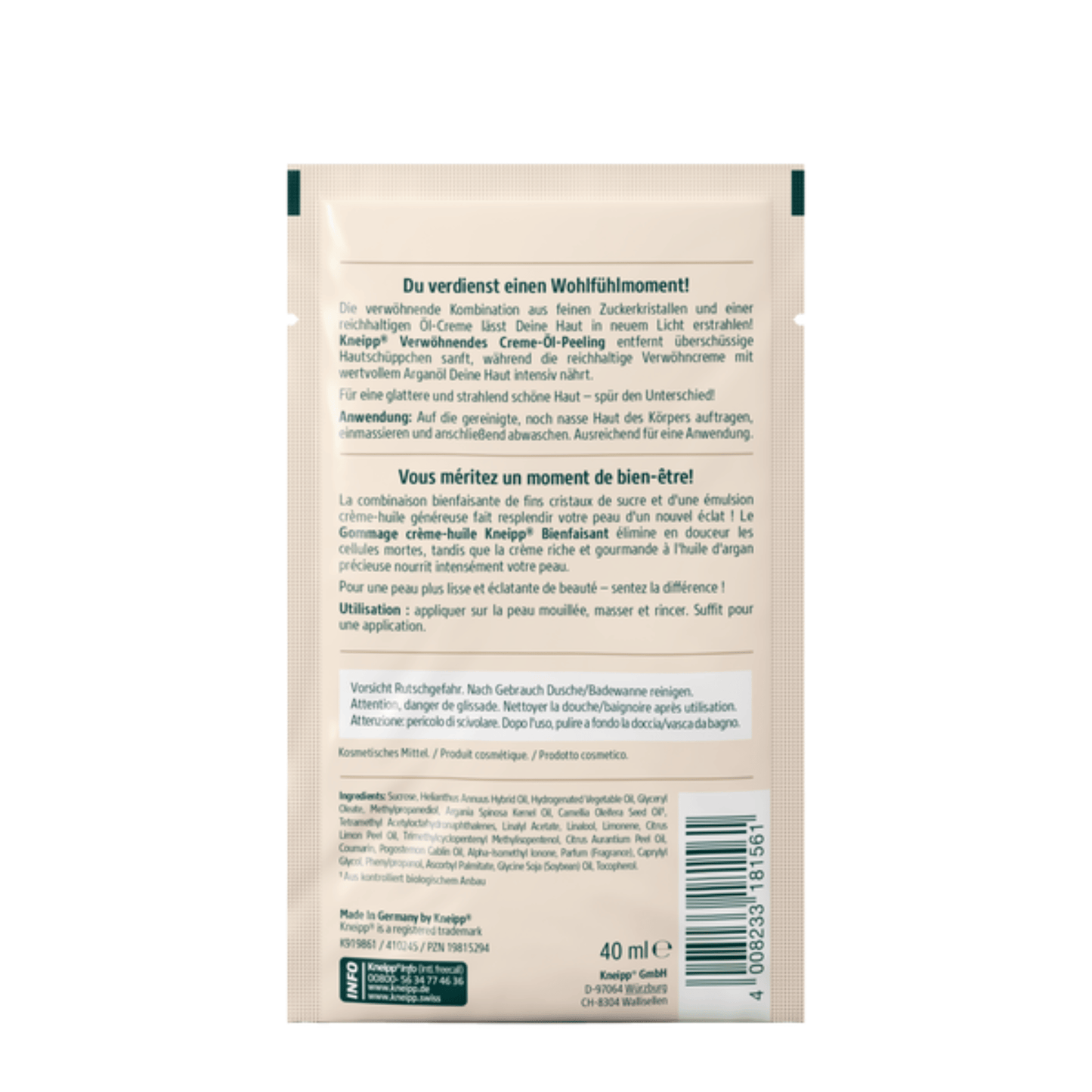 Alternate Image of Pampering Cream-Oil Body Scrub, beige and gold sachet