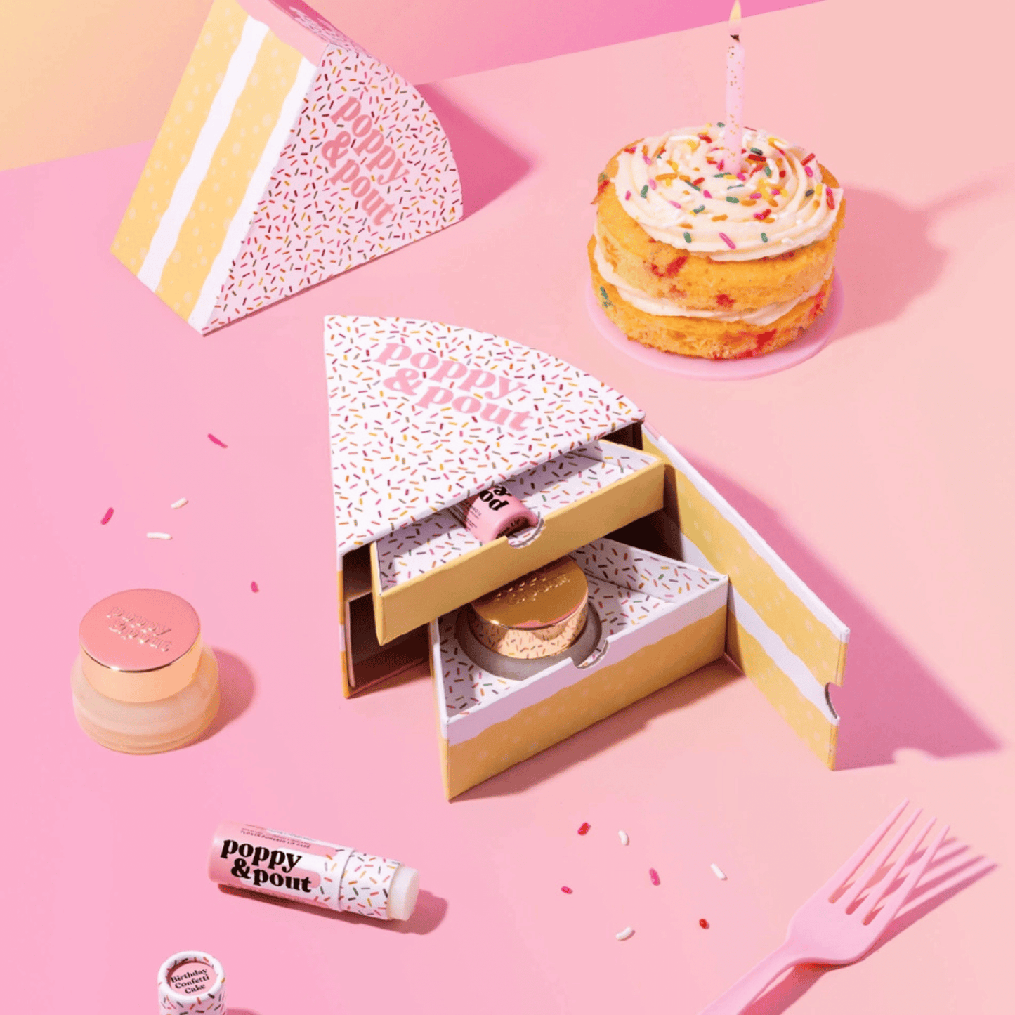 Alternate Image of Birthday Cake Lip Care Duo, cake shaped gift box with lip balm and scrub