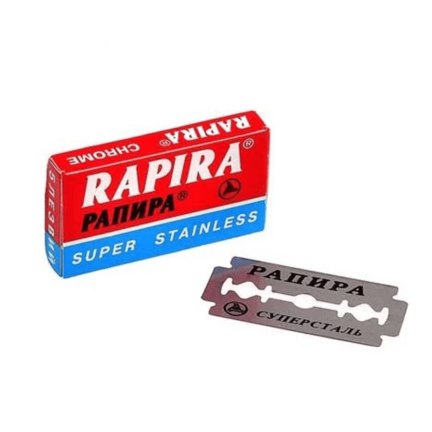 Primary Image of Super Stainless Chrome Double Edge Blades, red and blue blade pack