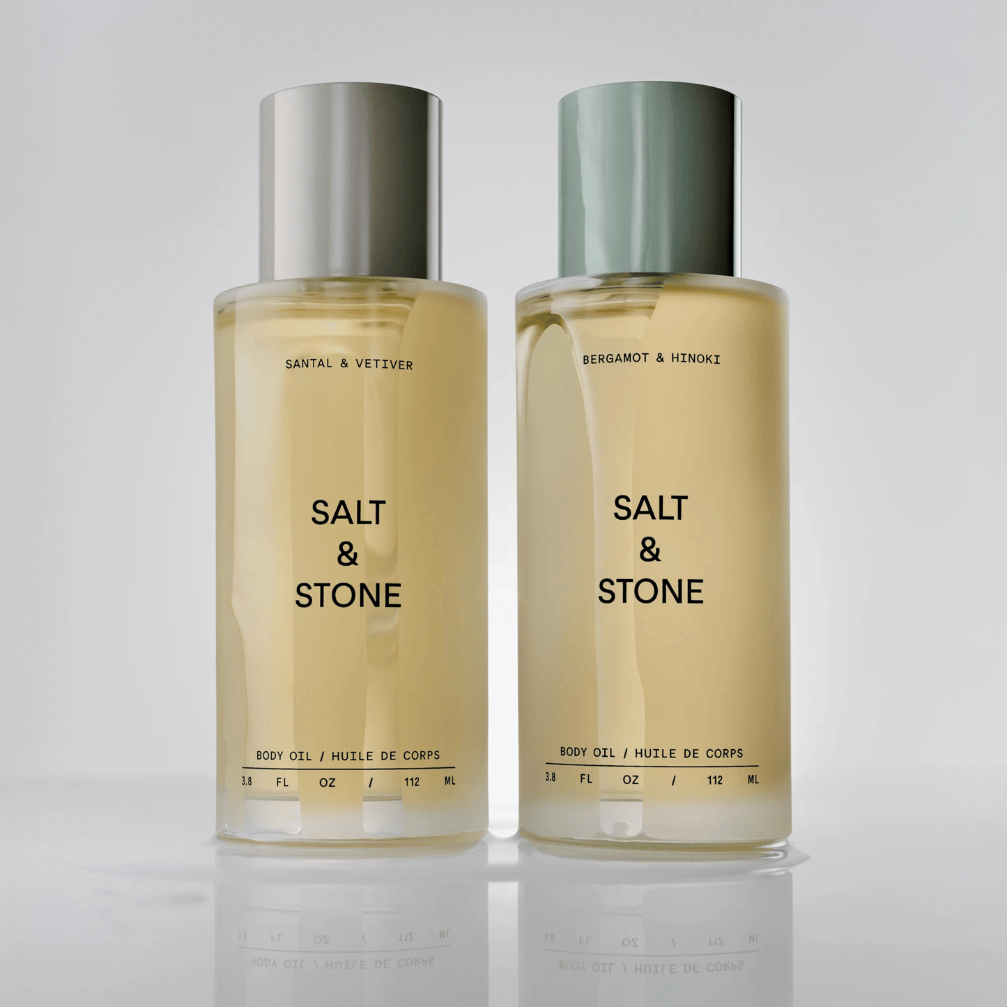 Atlernate Image of Salt & Stone Body Oil, frosted glass body oil bottle