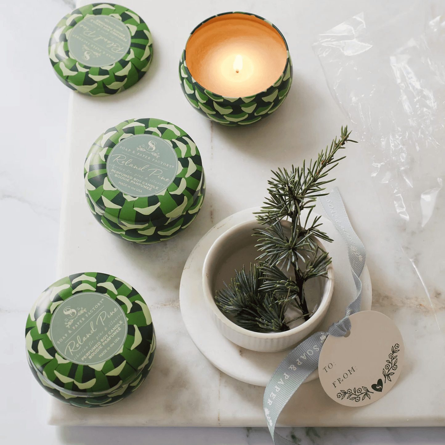 Alternate Image of Roland Pine 3 oz Small Tin Soy Candle Trio