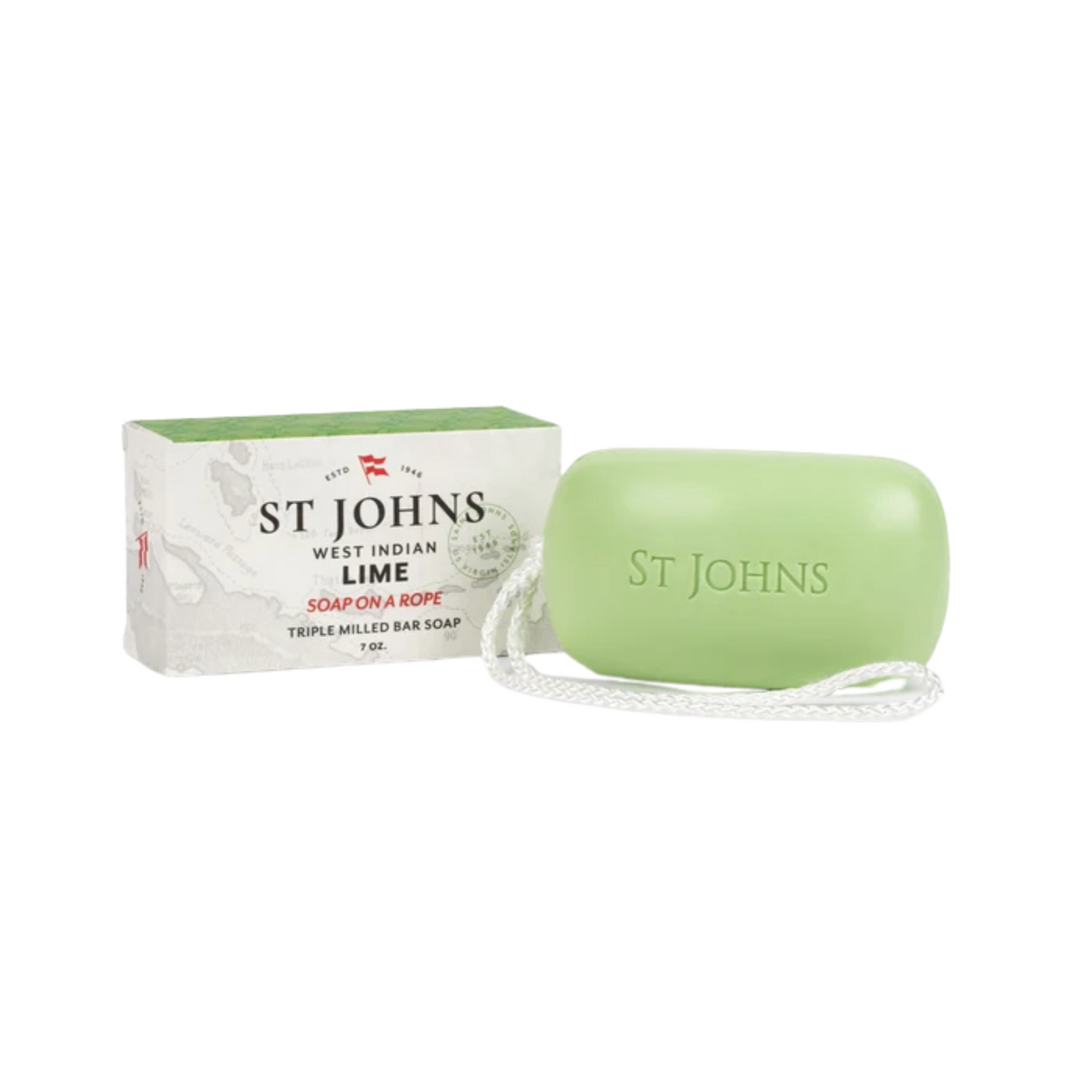primary image of st. john's west indian lime soap on a rope