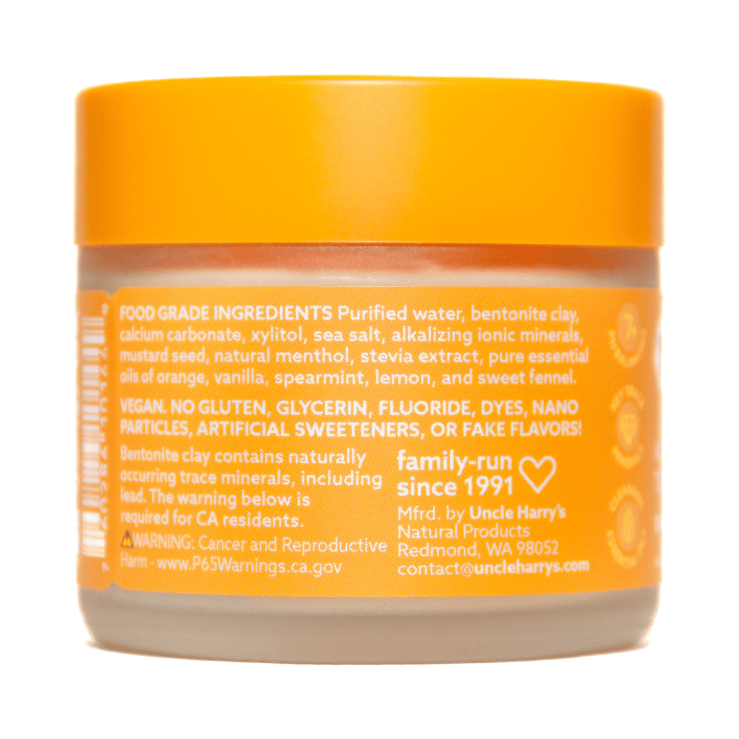 Alternate Image of Orange Blossom Toothpaste, frosted jar with orange lid and label