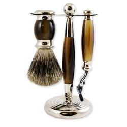 Primary image of Pure Badger Faux Horn 3pc Shaving Set