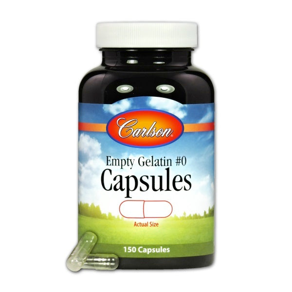 Primary image of Empty Gelatin Capsules in a Bottle (Medium #0)