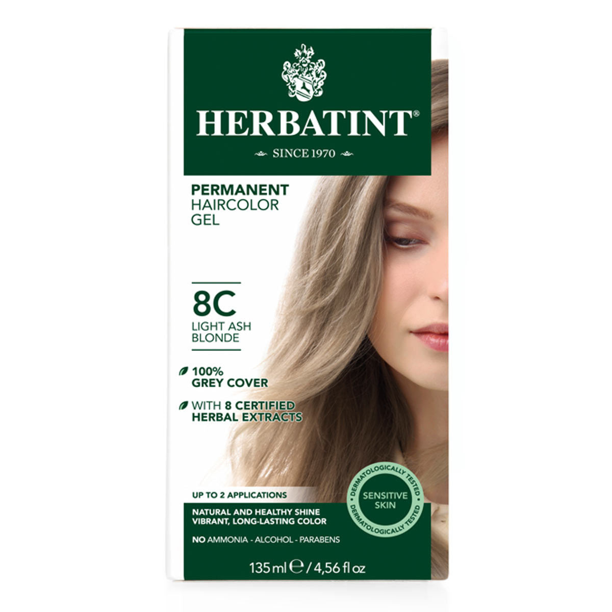 Herbatint 8C Light Ash Blonde Permanent Hair Color Gel (4.5 fl oz