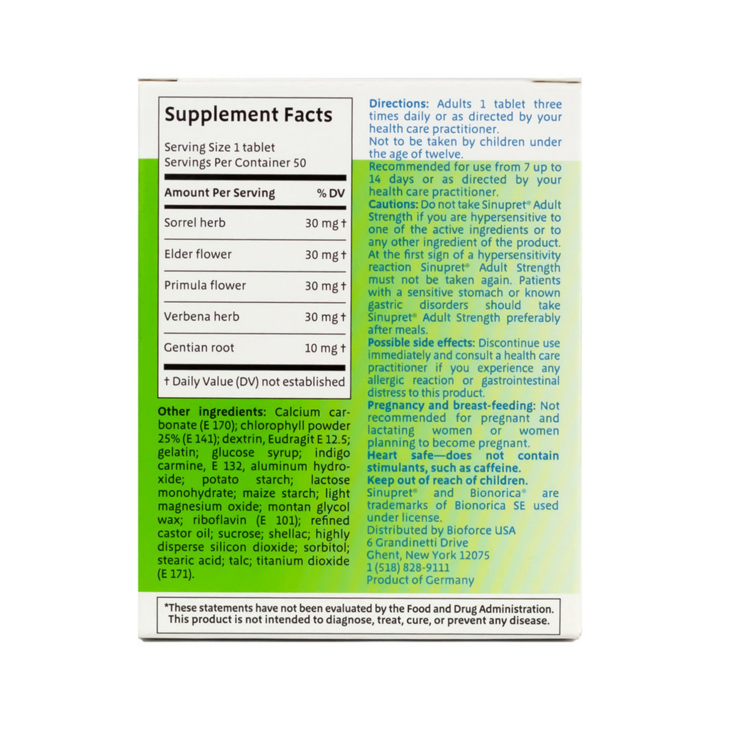 Bionorica Sinupret Adult Strength Sinus Tablets (50 count) #10067197