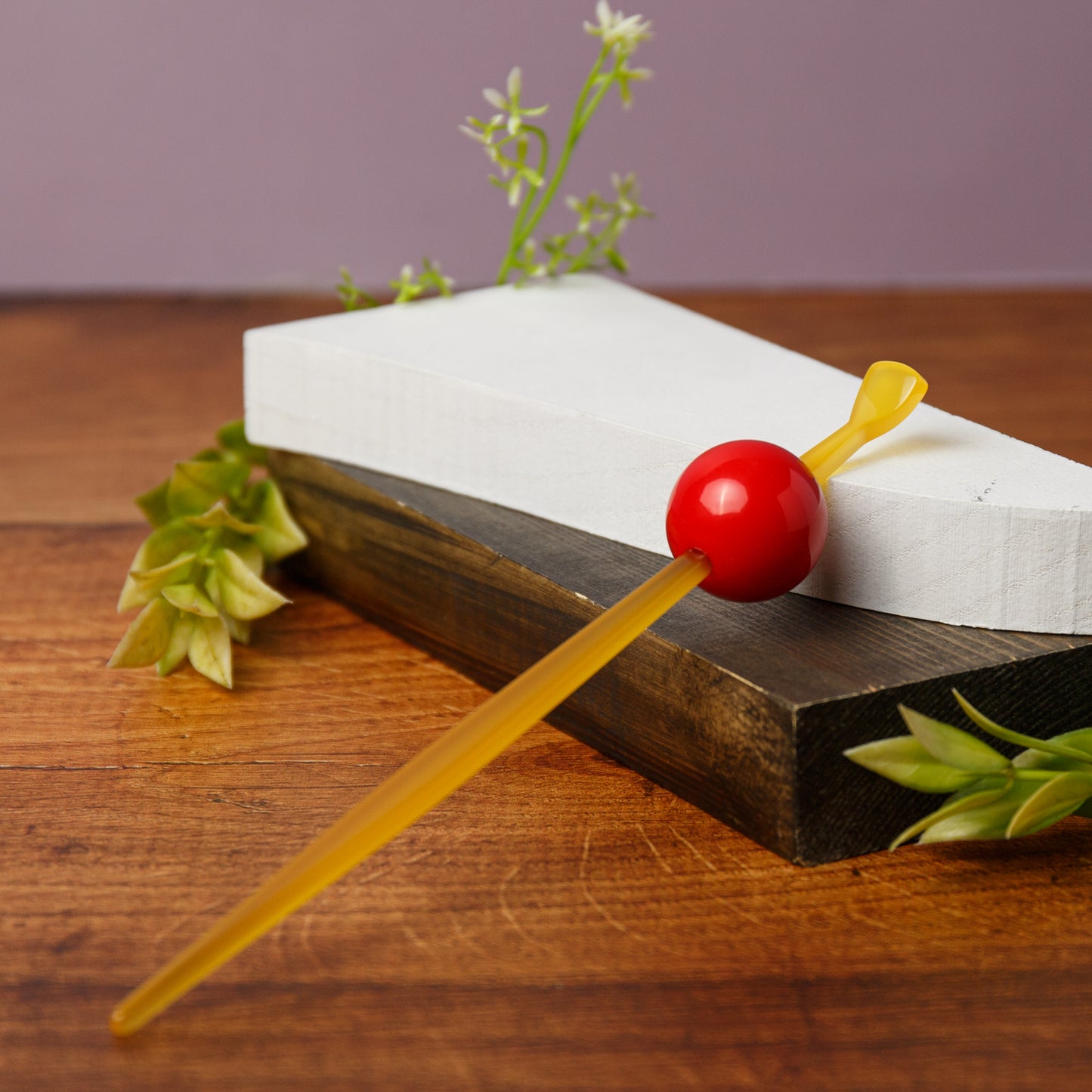 Chidoriya Aka Red Tama Kanzashi Yellow Hair Stick #10085314