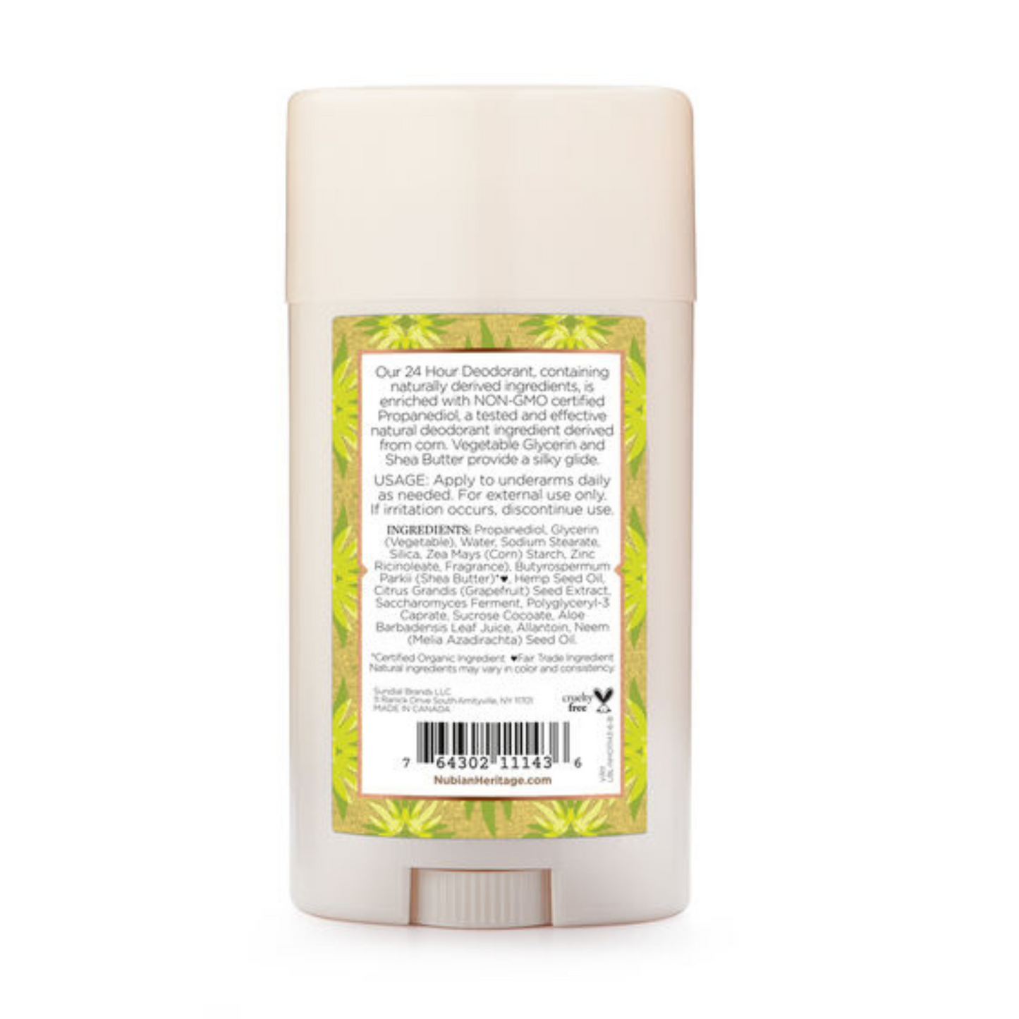 Nubian Heritage Hemp + Vetiver 24hr Deodorant Stick (2.25 oz) #10074369