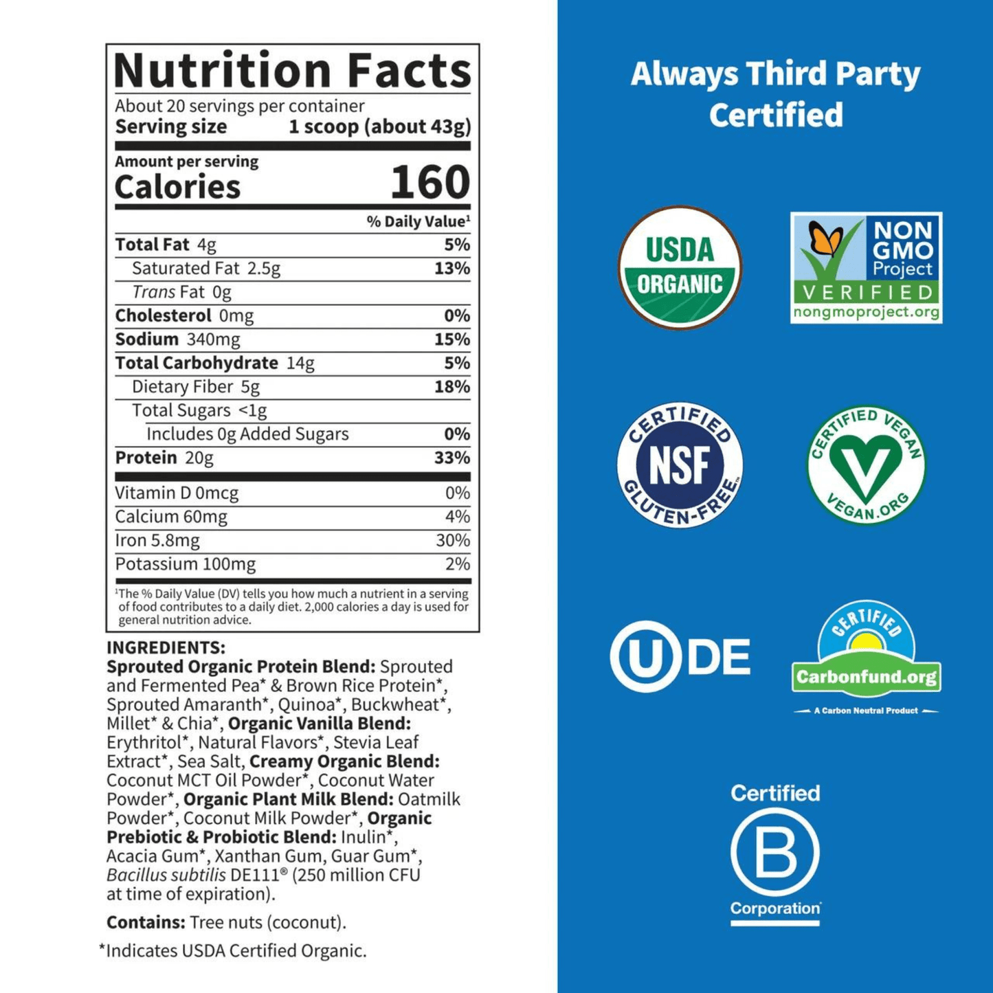 Alternate Image of Organic Creamy Protein Powder Vanilla