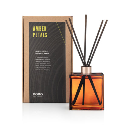 Primary Image of Amber Petals Woodblock Reed Diffuser