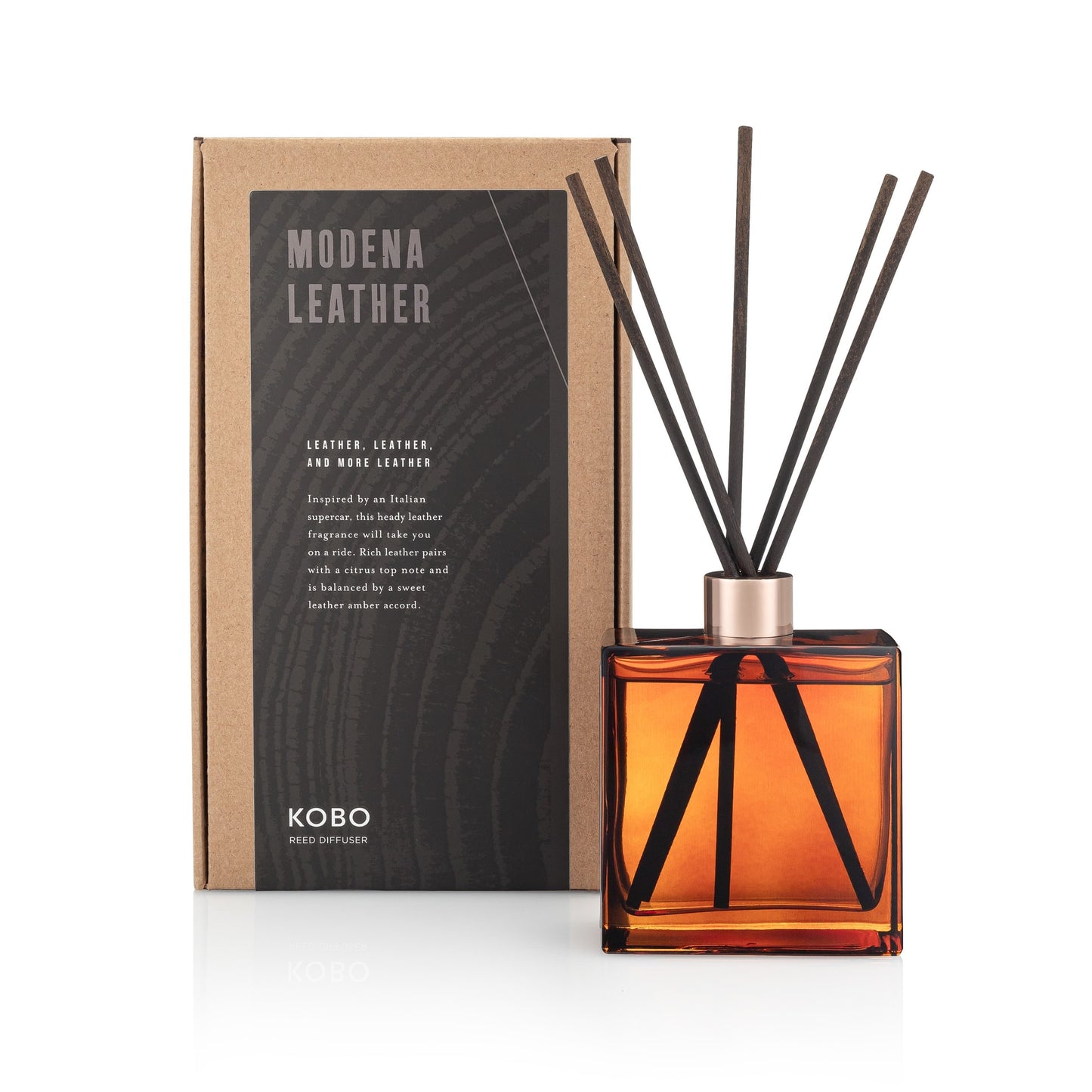Prmiary Image of  Modena Leather Woodblock Reed Diffuser