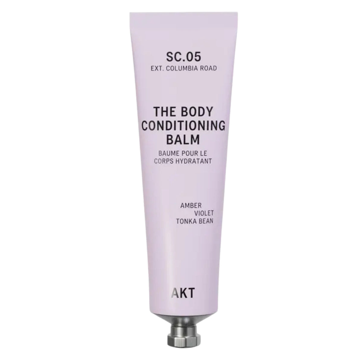 Front view of AKT Sc.05 Columbia Road Body Conditioning Balm showcasing lavender packaging on a white background