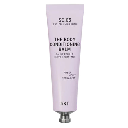 Front view of AKT Sc.05 Columbia Road Body Conditioning Balm showcasing lavender packaging on a white background