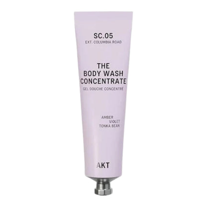 Front view of AKT SC.05 Columbia Road Body Wash Concentrate in a lavender tube with silver cap on white background