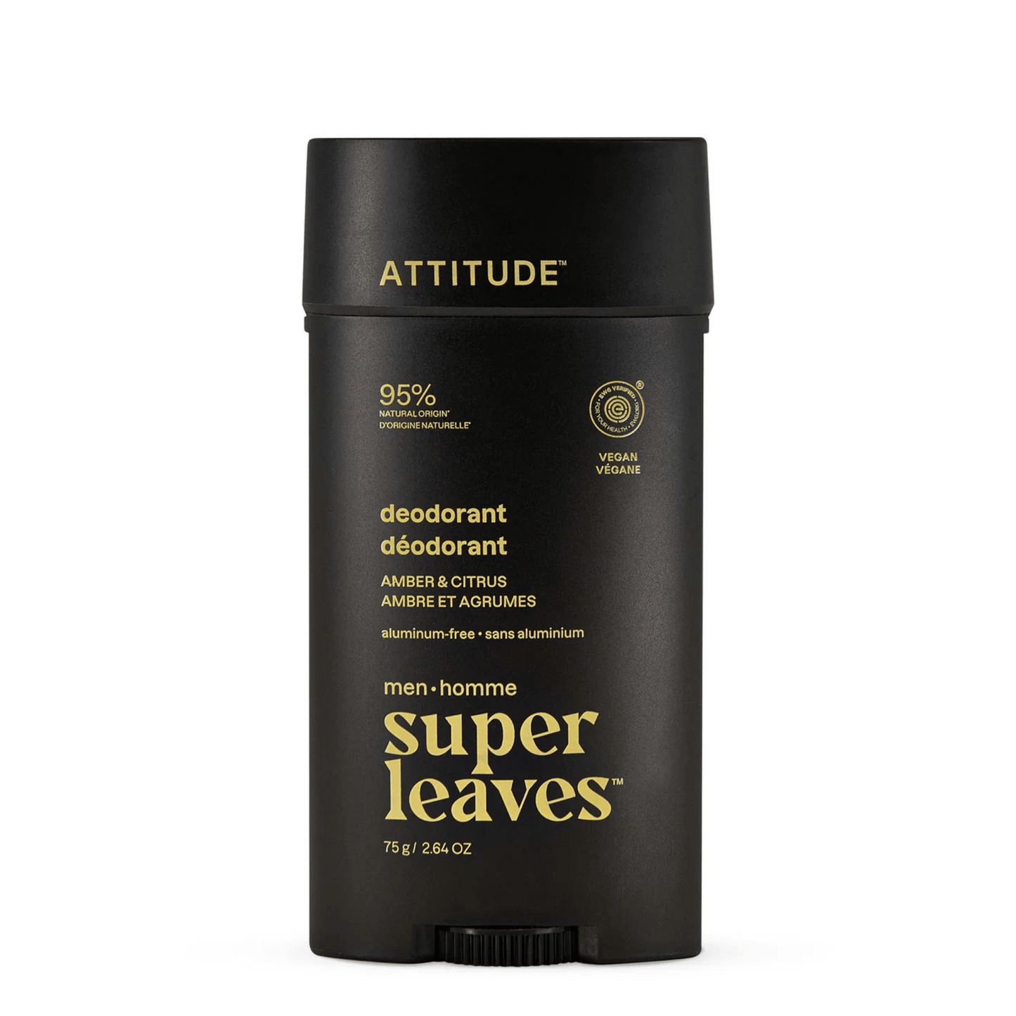 Primary image of ATTITUDE Super Leaves Men Cirtus & Amber Deodorant, black deodorant