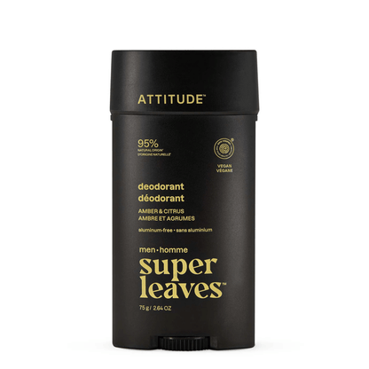 Primary image of ATTITUDE Super Leaves Men Cirtus & Amber Deodorant, black deodorant
