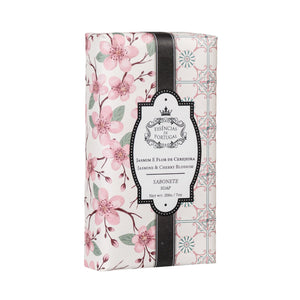 Front view of Jasmine and Cherry Blossom Bar Soap showcasing floral patterned packaging on a white background