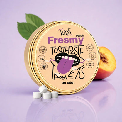 Alternate image of Fresmy Peach Toothpaste Tablets for Kids (30 count)