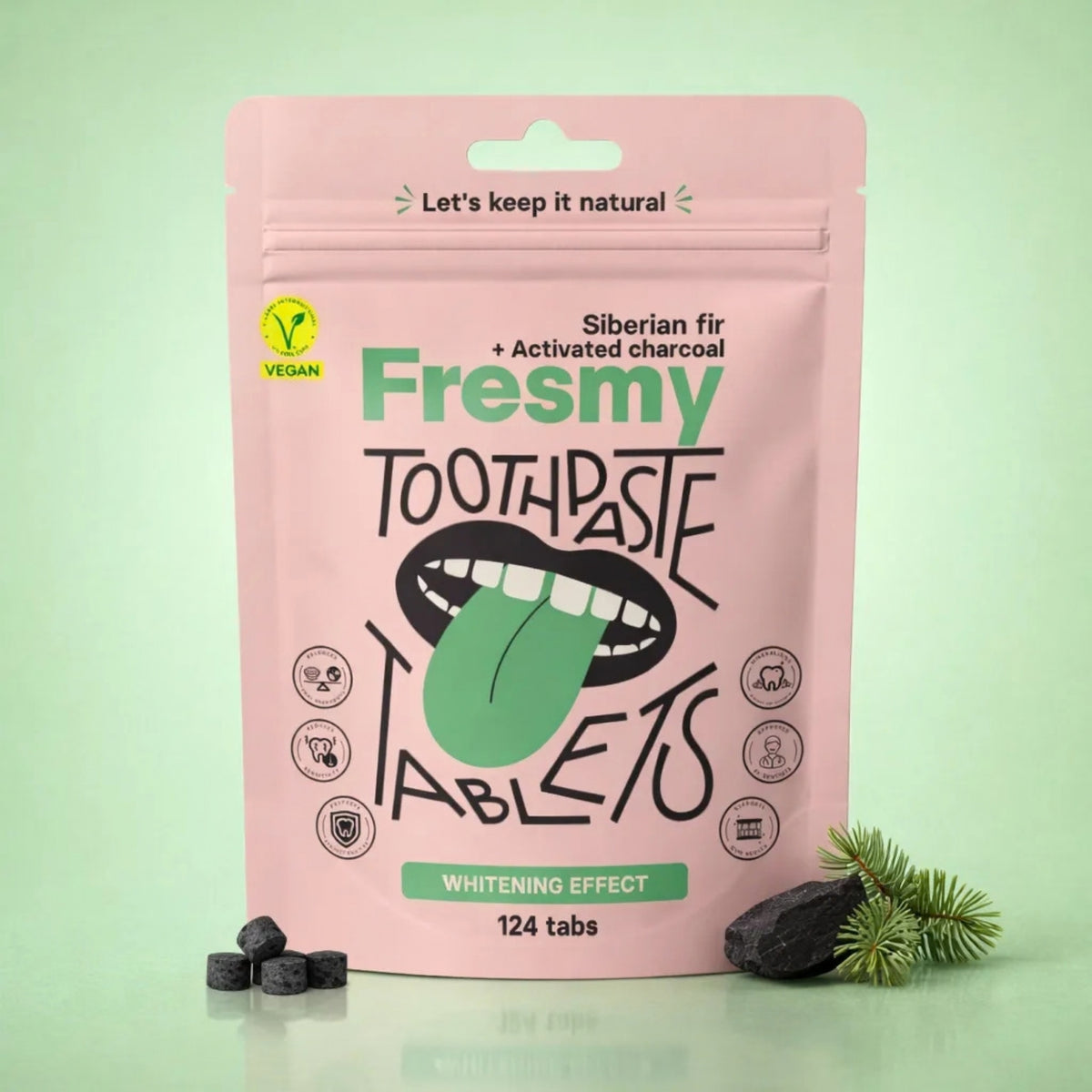 Alternate image of Fresmy Siberian Fir & Activated Charcoal Toothpaste Tablets