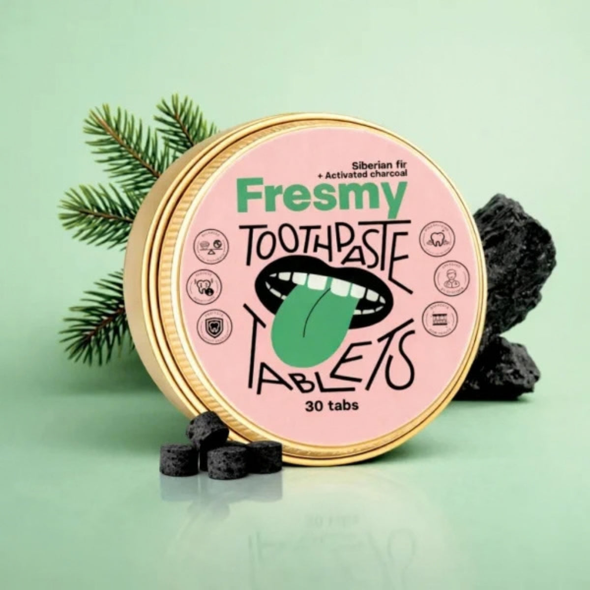 Alternate image of Fresmy Siberian Fir & Activated Charcoal Toothpaste Tablets