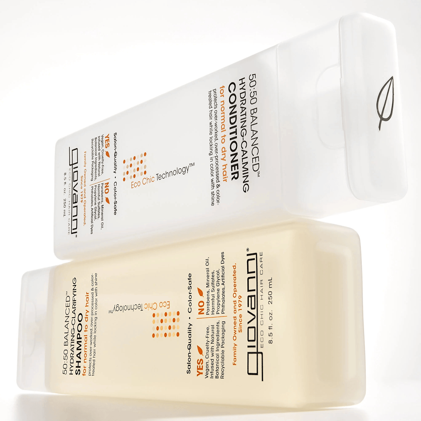 Alternate image of shampoo and white conditioner bottles