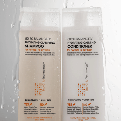 Alternate image, yellow shampoo and white conditioner bottles in water