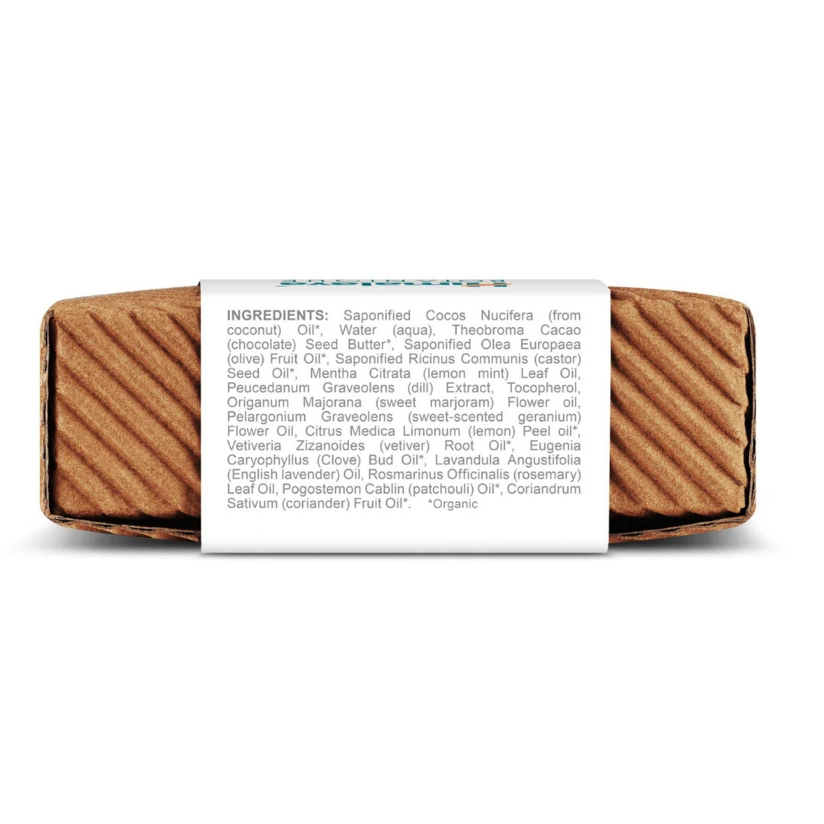 Back view of Himalaya Refreshing Lavendar and Rosemary Body Bar showcasing ingredient list on white wrapper