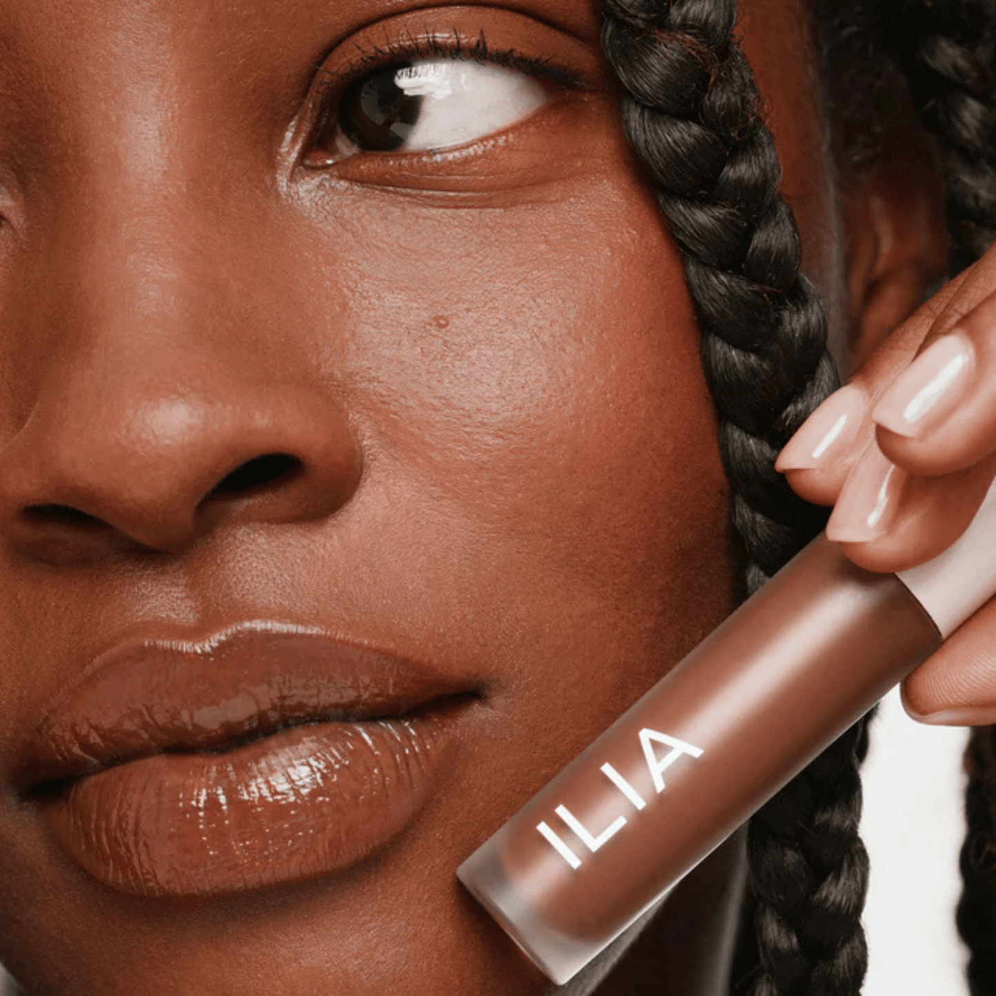 Alternate image of model wearing ILIA Clay Overglaze Hydrating Lip Gloss