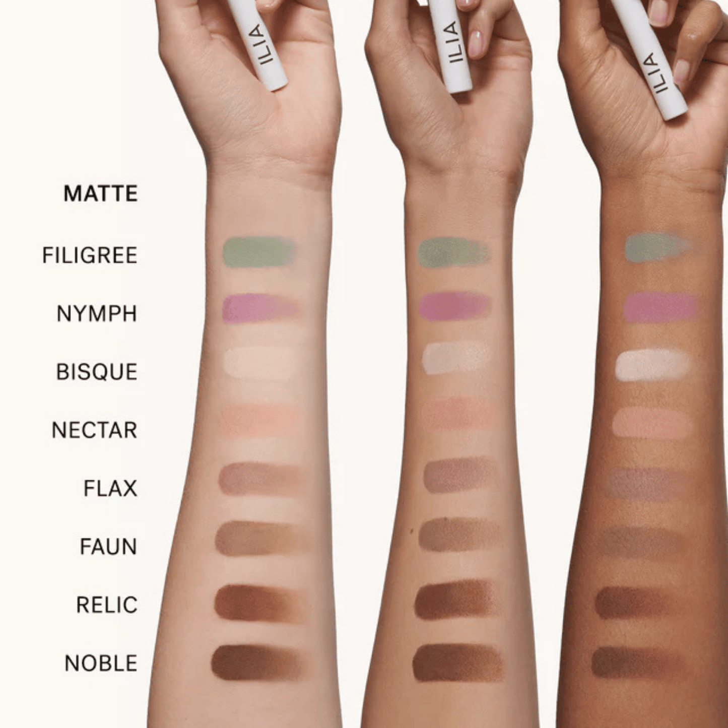 Alternate image of swatches of ILIA Matte Eye Stylus Shadow Sticks