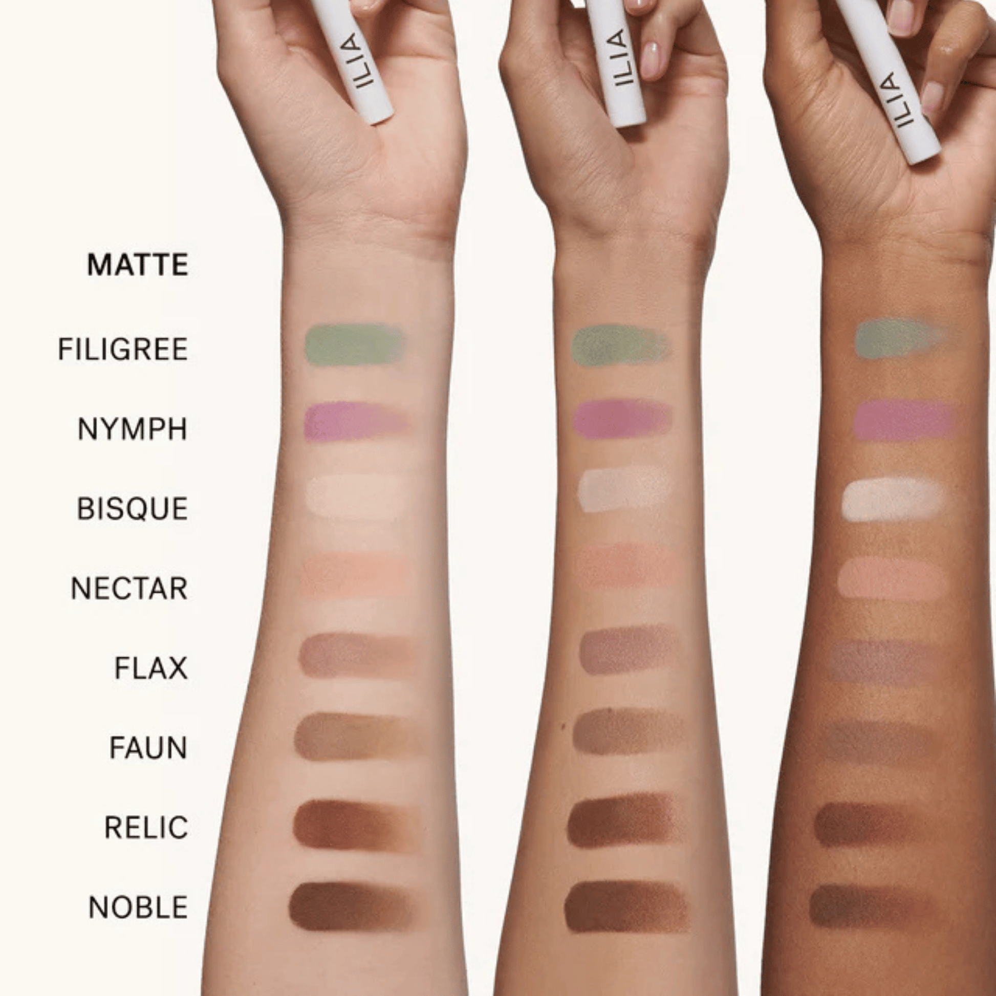 Alternate image of swatches of ILIA Matte Eye Stylus Shadow Sticks