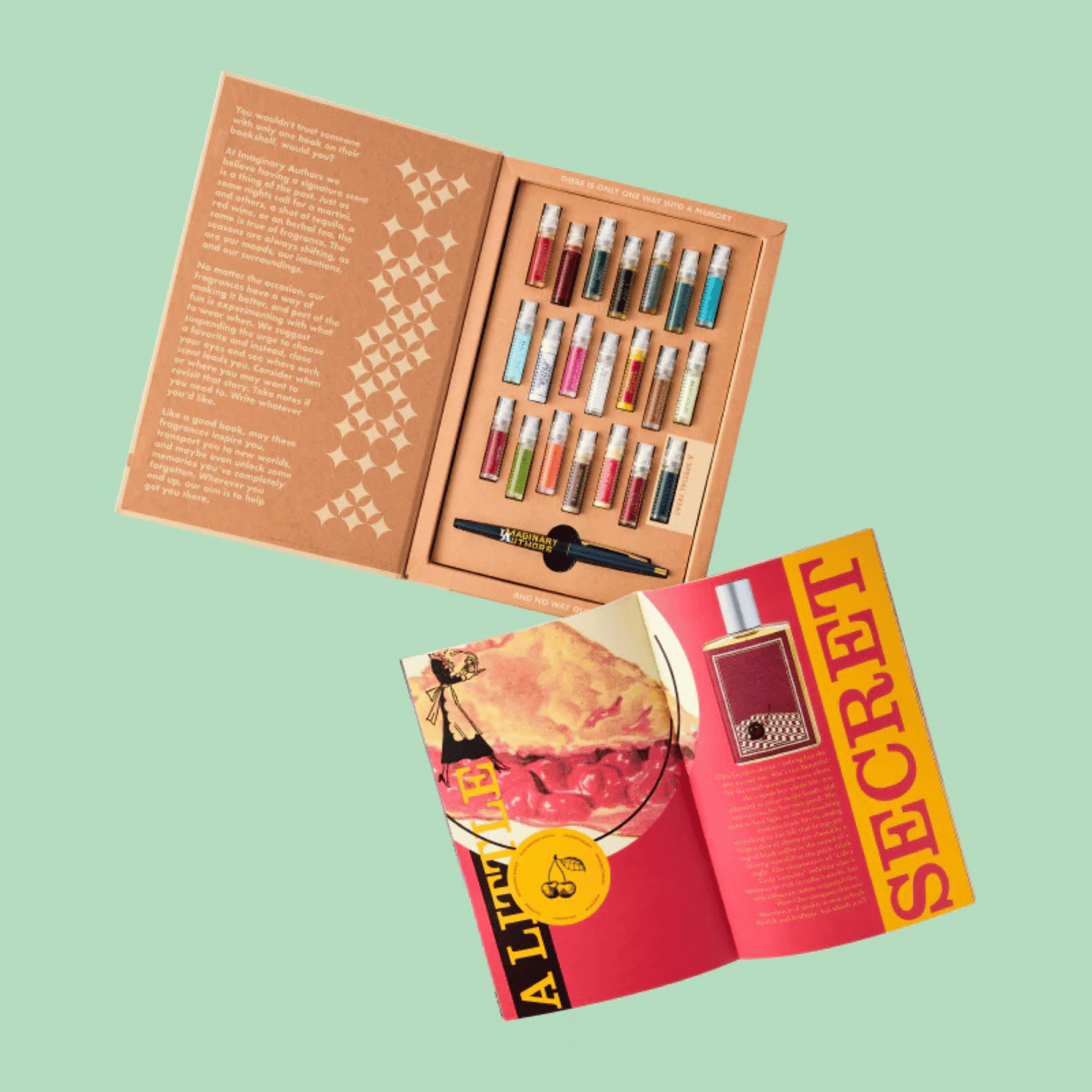 Alternate image of Imaginary Authors The Complete Works set, box set open with samples 