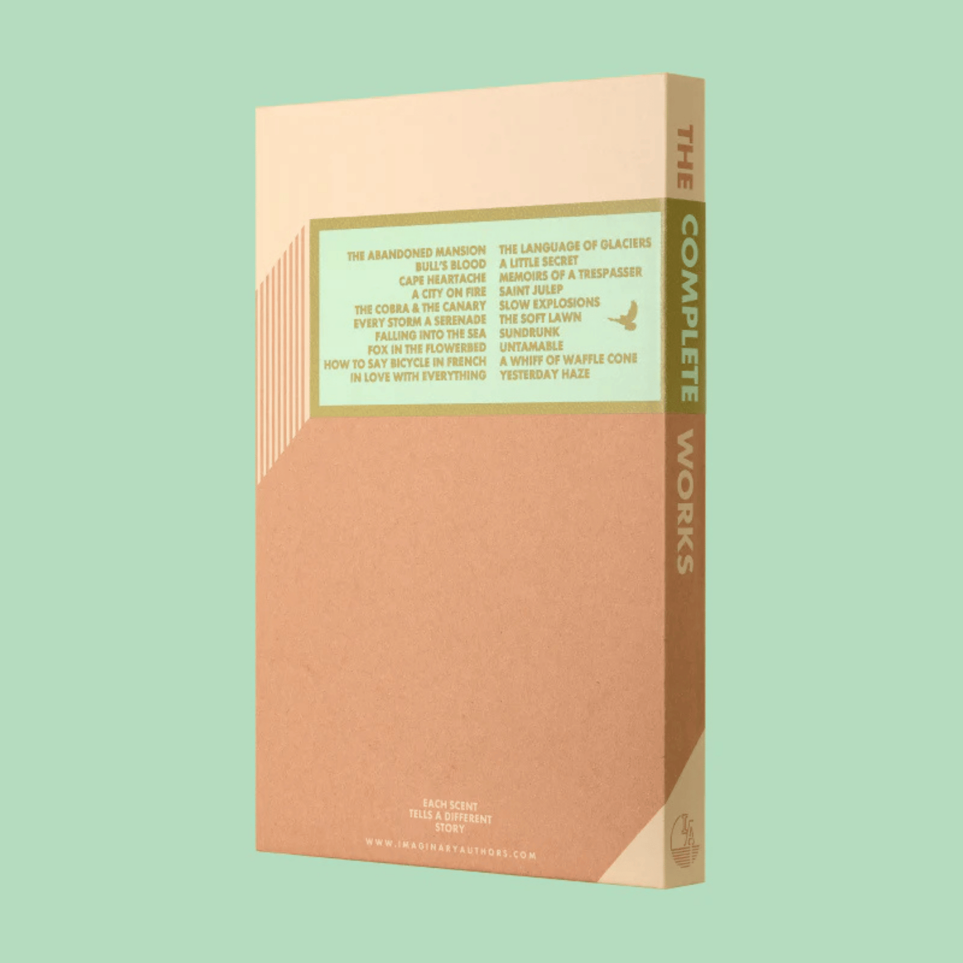 Alternate image of Imaginary Authors The Complete Works set, back of set light brown box 