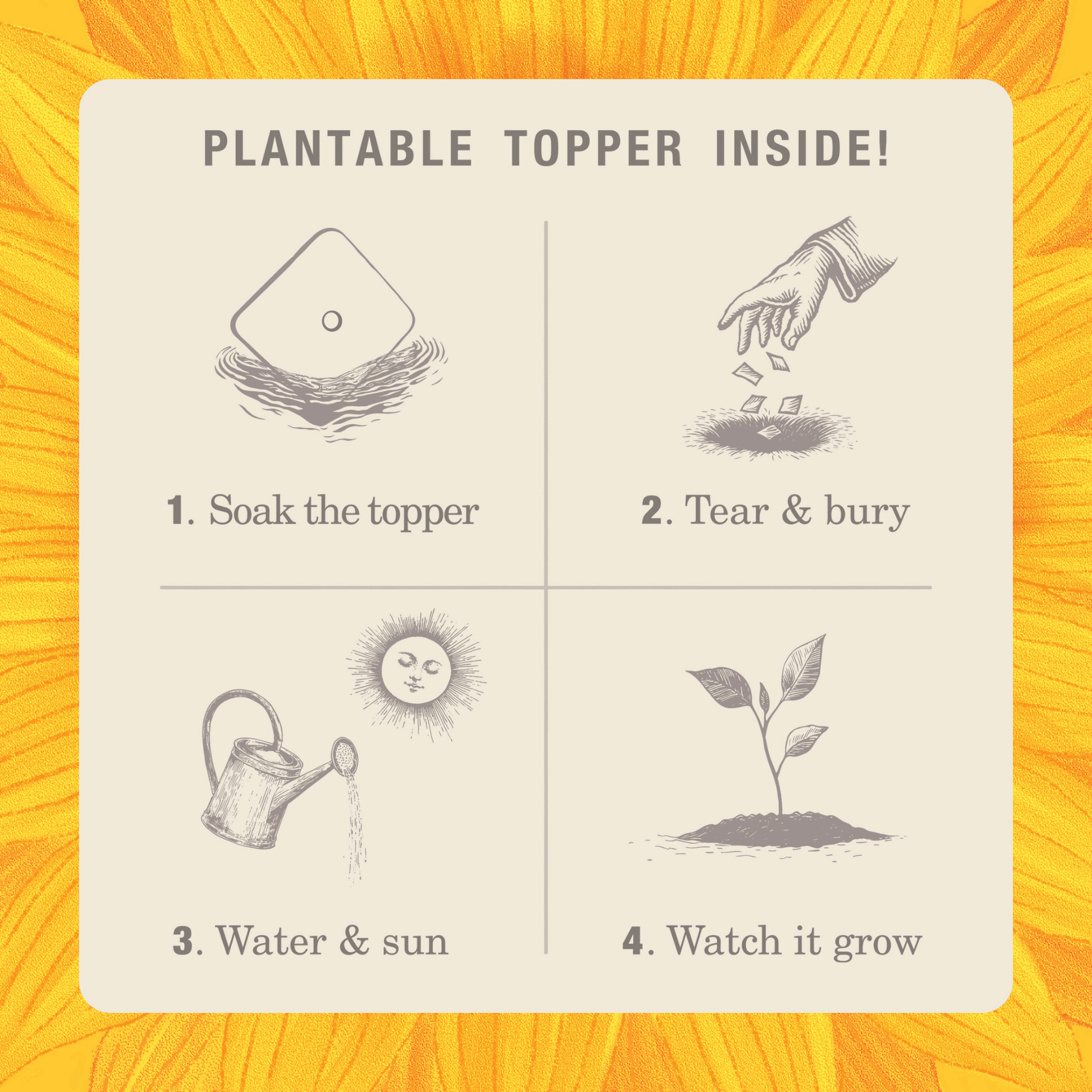 Alternate image of KOBO Plant the Box Sweet Sunflower Tin Candle plantable topper instructions 