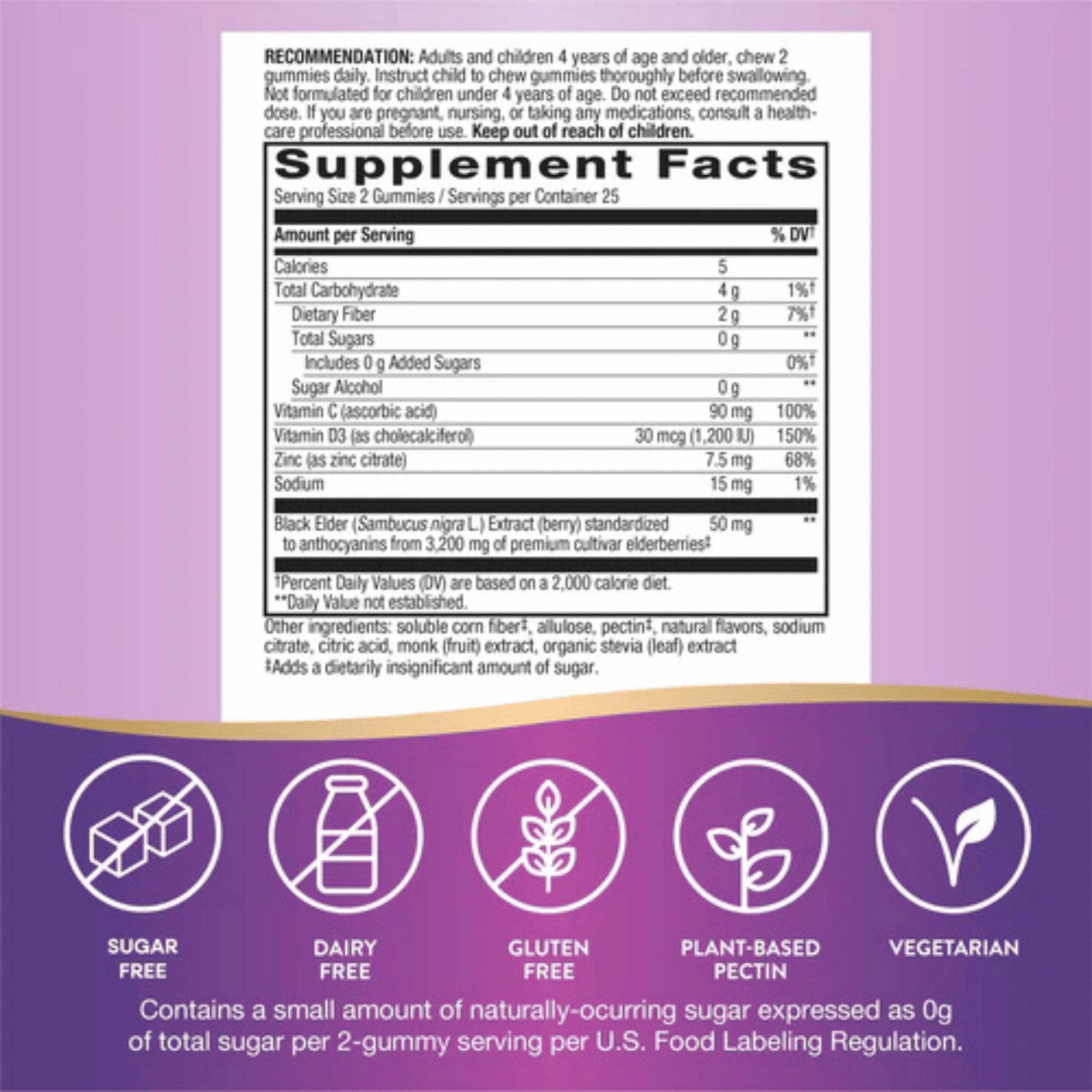 Alternate image of Nature's Way Sambucus Zero Sugar Elderberry Gummies (50 ct)