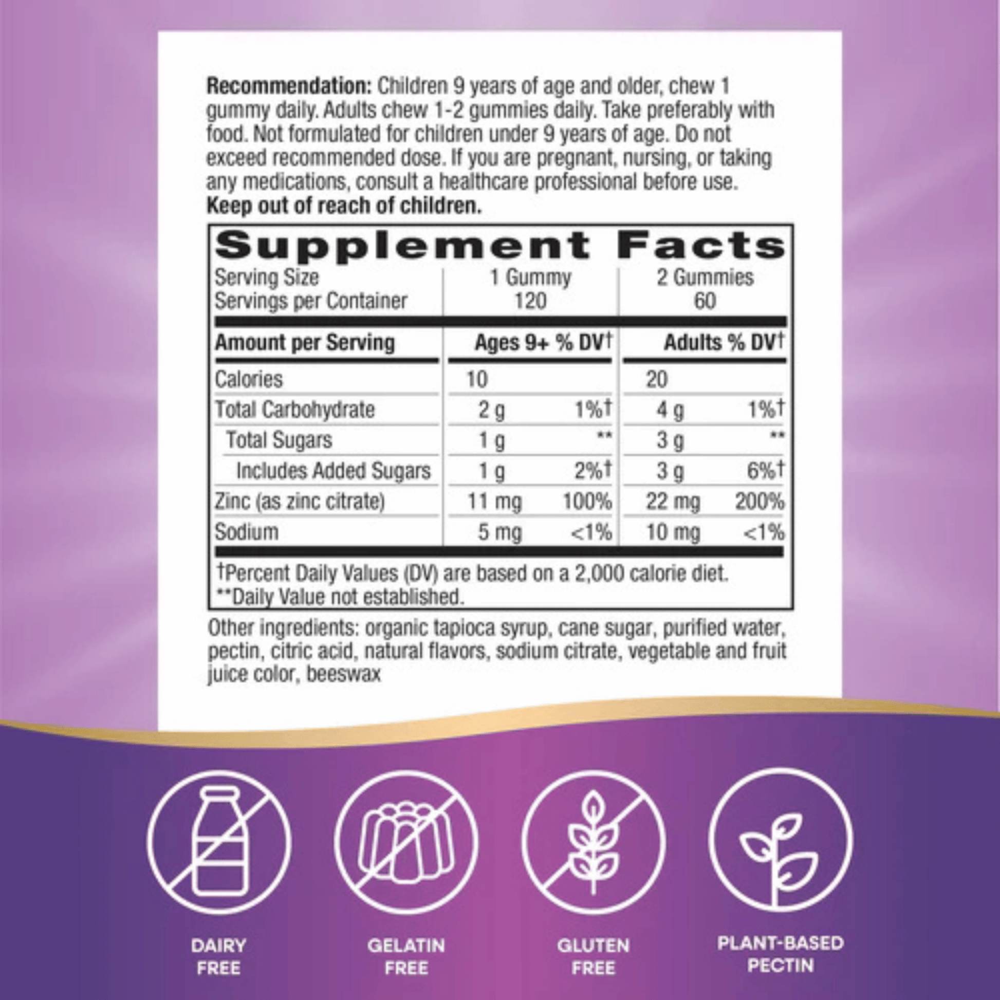 Alternate image of Nature's Way Zinc Gummies (120 ct)