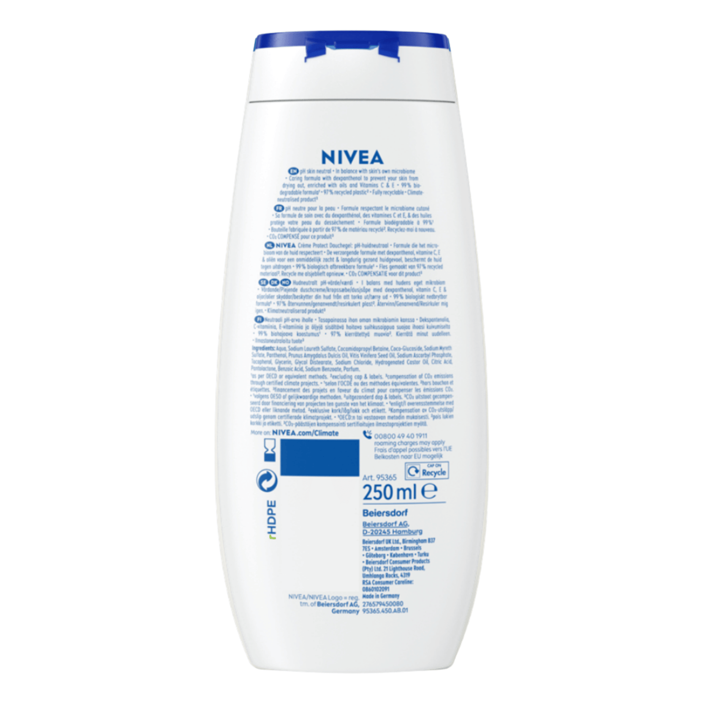 Alternate image of Nivea Creme Protect + Dexpanthenol Shower Gel back of product 