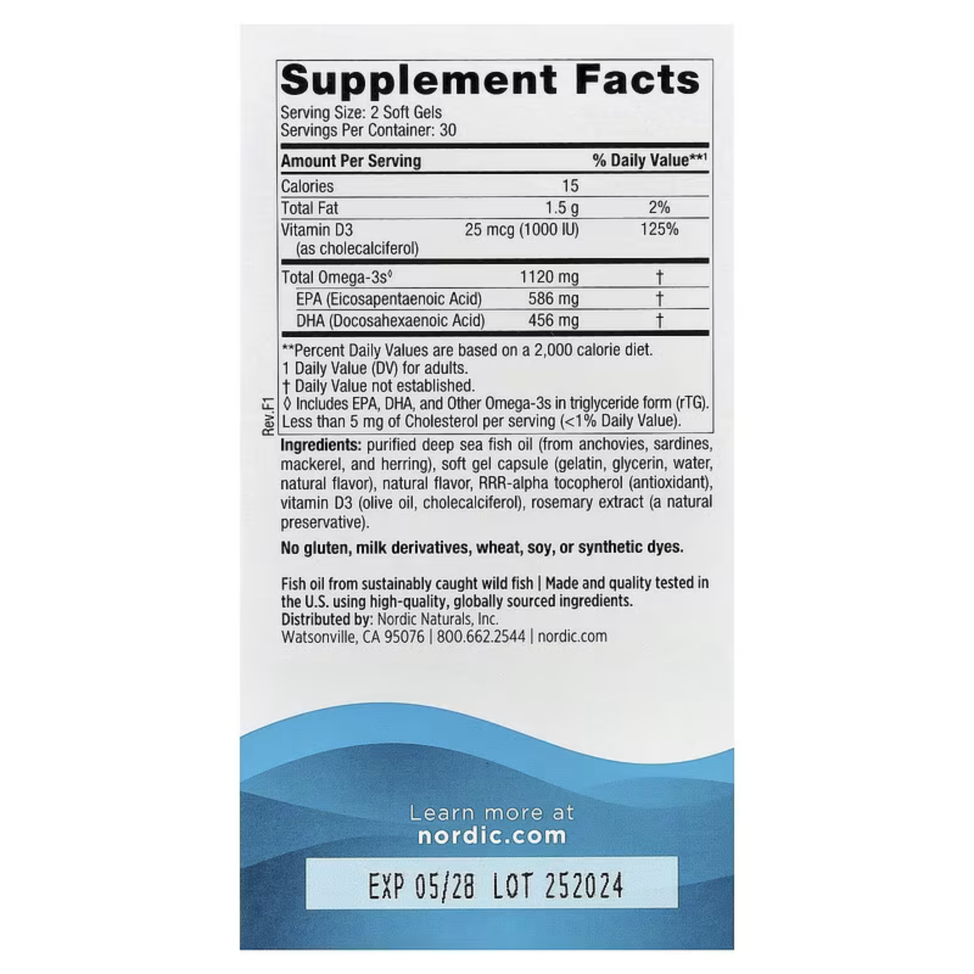 Alternate image of Nordic Naturals Ultimate Omega Minis D3 supplement facts 