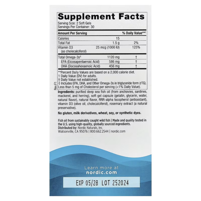 Alternate image of Nordic Naturals Ultimate Omega Minis D3 supplement facts 