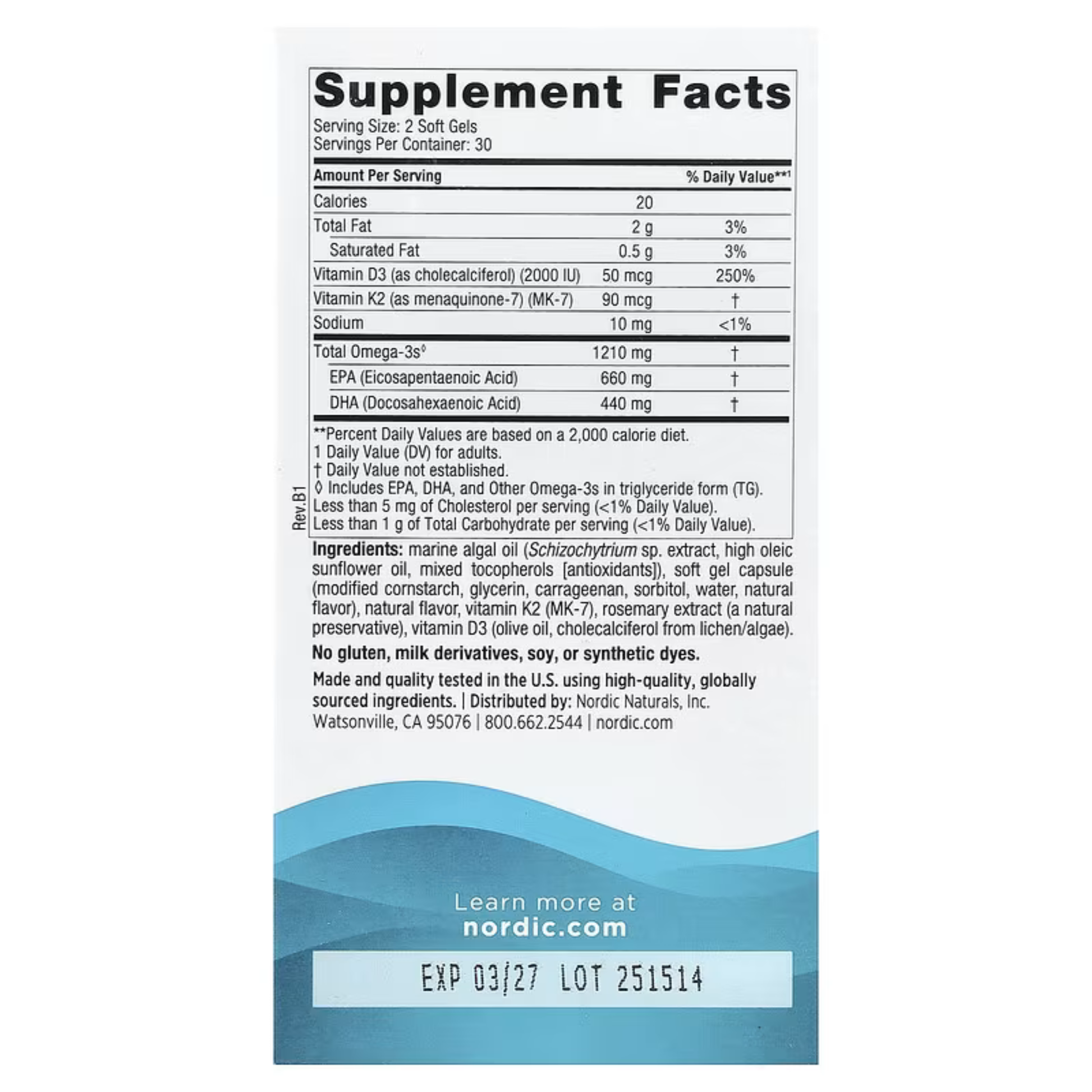 Alternate mage of Nordic Naturals Ultimate Omega Plant Based D3+K2 