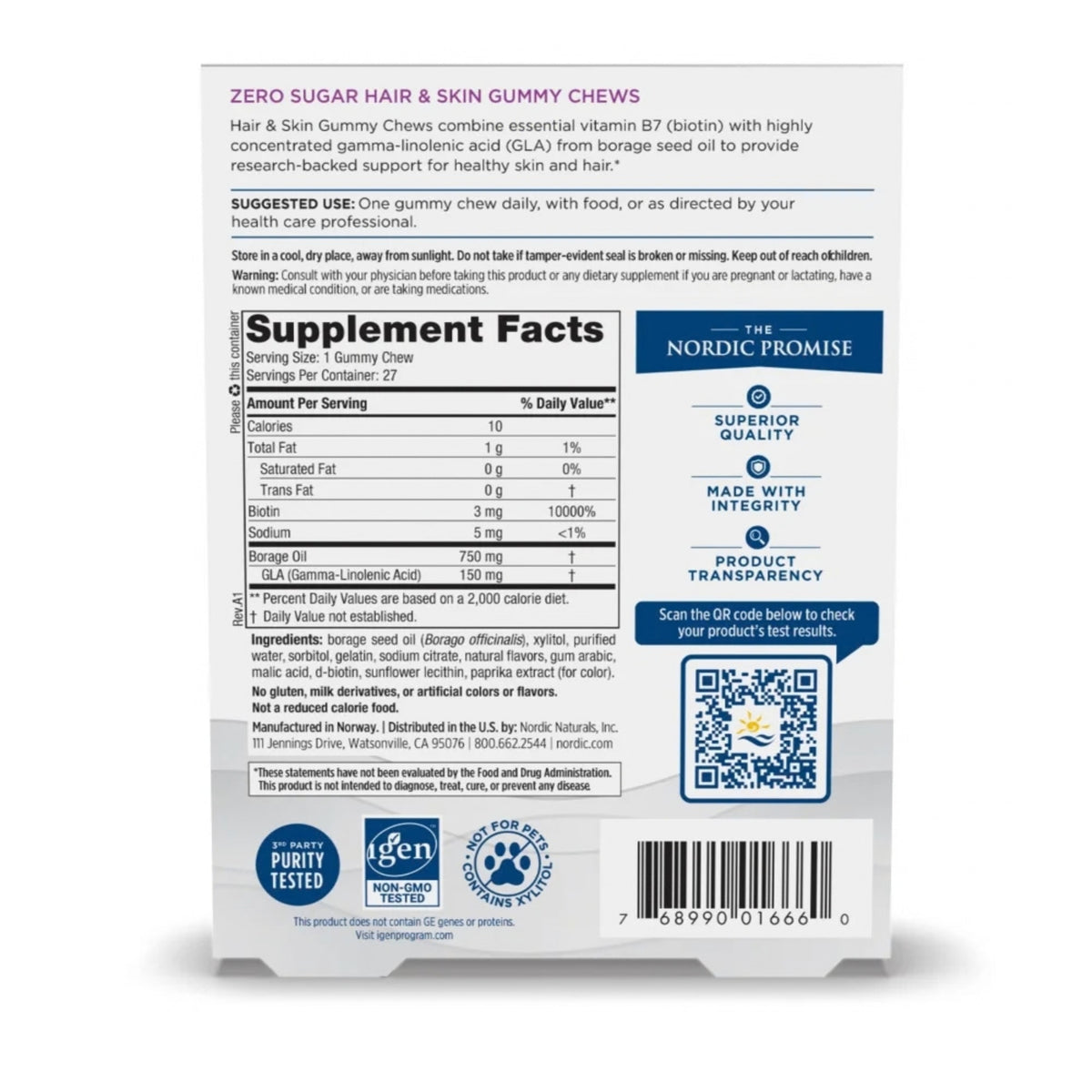 Alternate image of Nordic Naturals Zero Sugar Hair & Skin Gummies