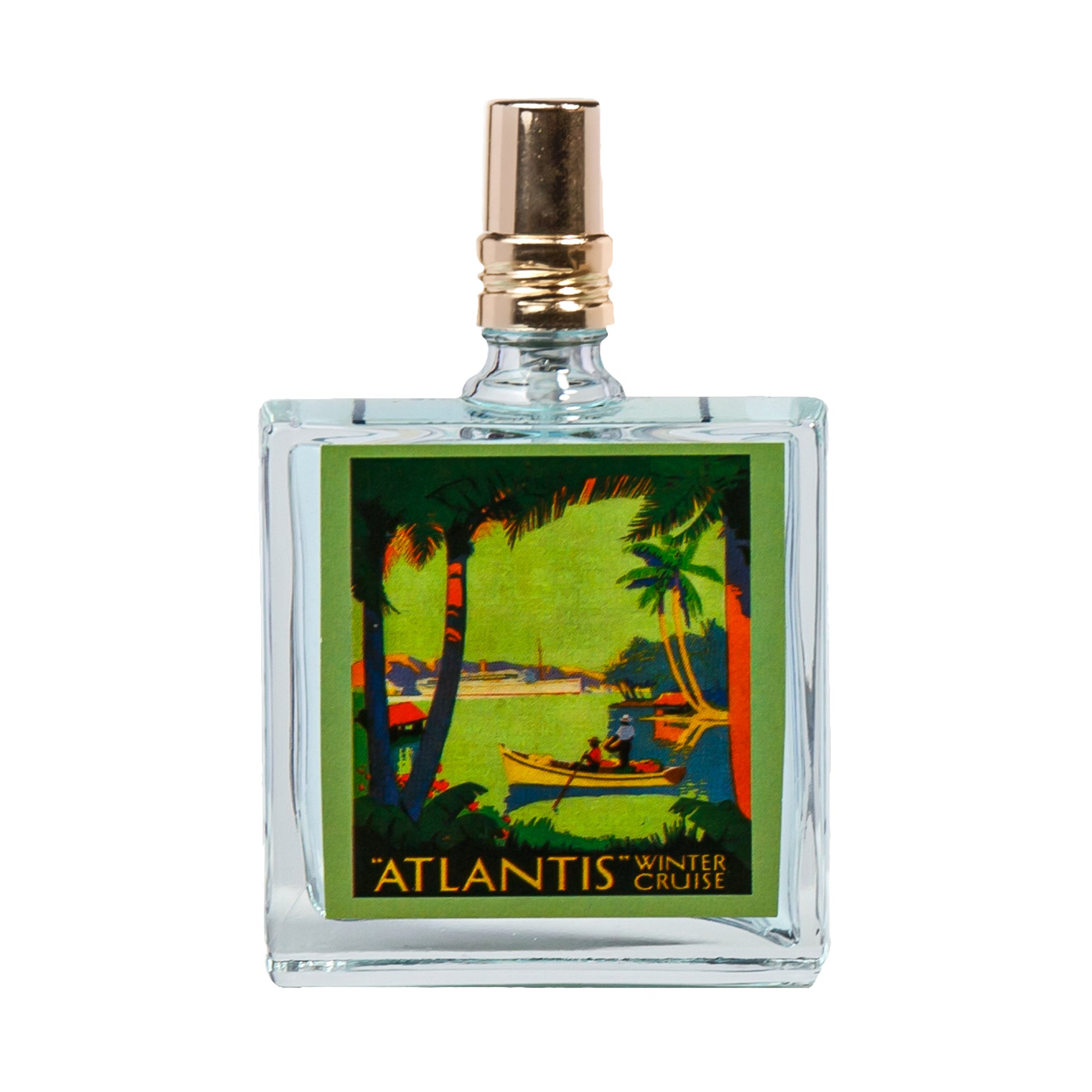 Primary Image of Atlantis Eau de Toilette, square perfume bottle with illustrated label