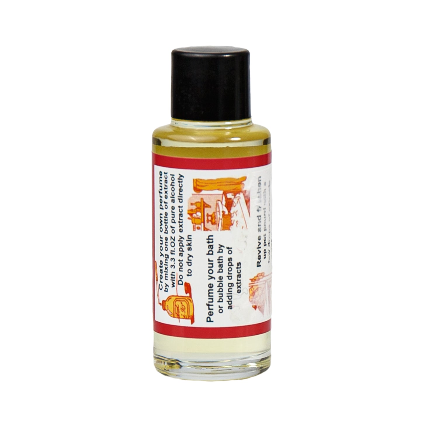 Alternate Image of Cassis Perfume Extract, small glass bottle featuring a label that talks about product uses.